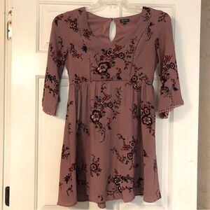 Lily Rose Floral V-neck Pink Lined Dress Size XS